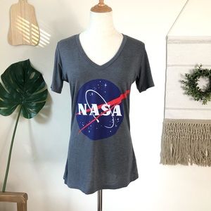 Mighty Fine l NASA graphics front gray t-shirt L